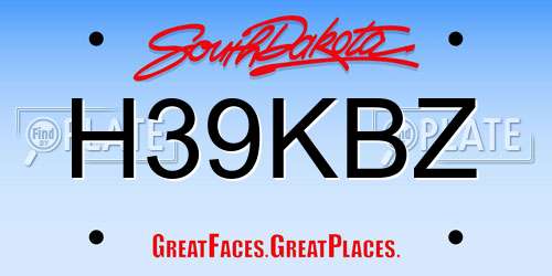 H39KBZ South Dakota License Plate