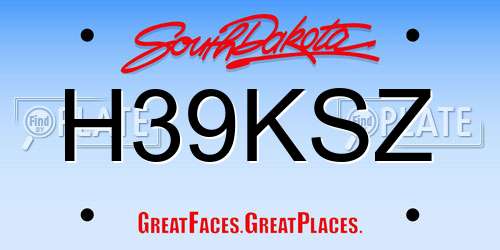 H39KSZ South Dakota License Plate