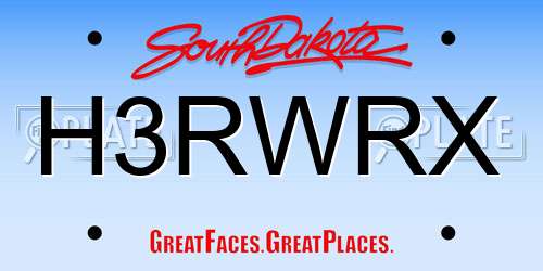 H3RWRX South Dakota License Plate