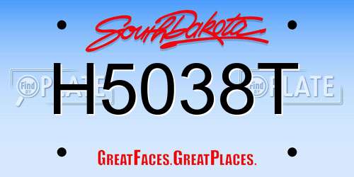 H5038T South Dakota License Plate