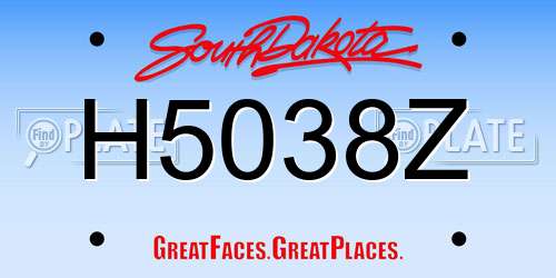 H5038Z South Dakota License Plate