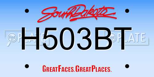 H503BT South Dakota License Plate