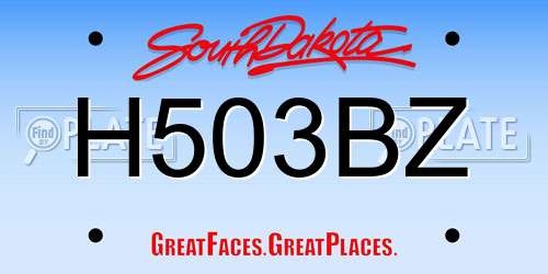 H503BZ South Dakota License Plate