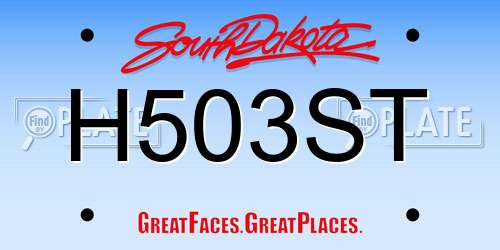 H503ST South Dakota License Plate