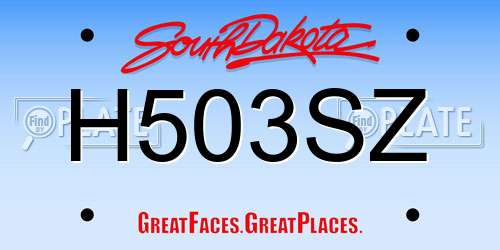 H503SZ South Dakota License Plate