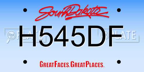 H545DF South Dakota License Plate