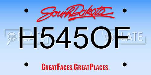 H545OF South Dakota License Plate