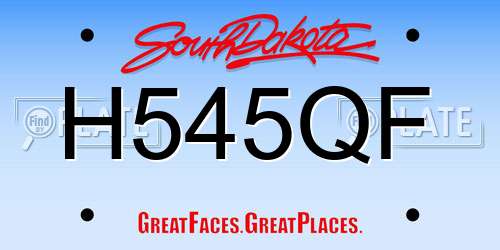 H545QF South Dakota License Plate
