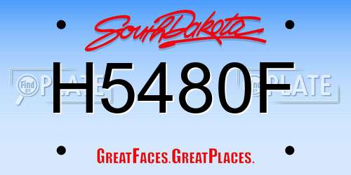 H5480F South Dakota License Plate