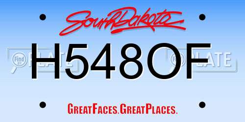 H548OF South Dakota License Plate