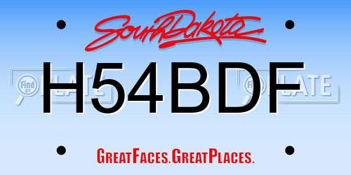 H54BDF South Dakota License Plate
