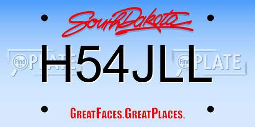 H54JLL South Dakota License Plate