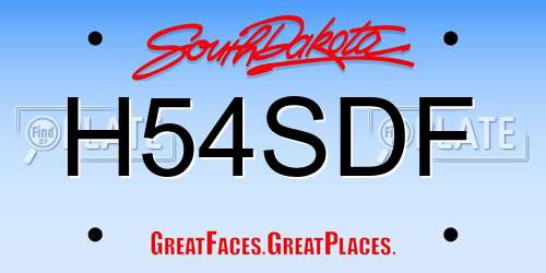 H54SDF South Dakota License Plate