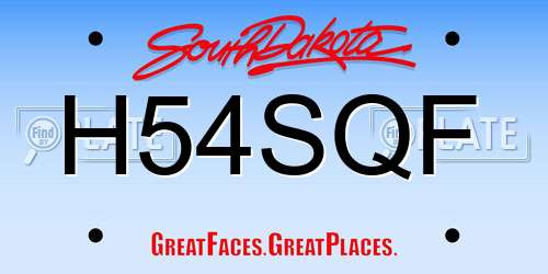 H54SQF South Dakota License Plate