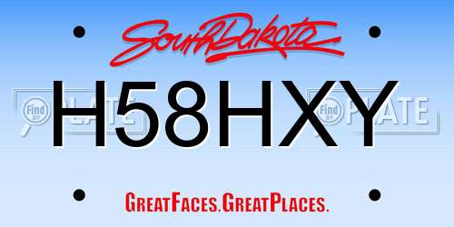 H58HXY South Dakota License Plate