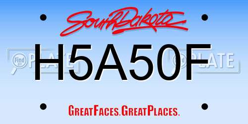 H5A50F South Dakota License Plate