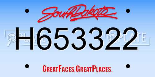 H653322 South Dakota License Plate