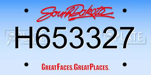 H653327 South Dakota License Plate