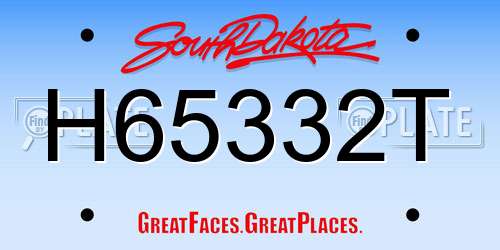 H65332T South Dakota License Plate