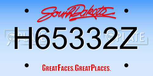 H65332Z South Dakota License Plate