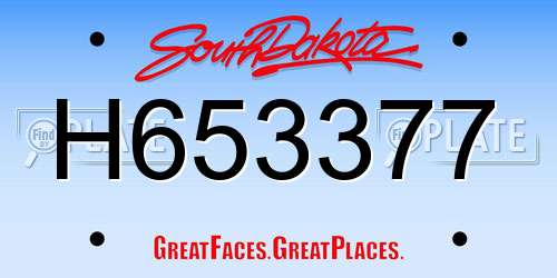 H653377 South Dakota License Plate