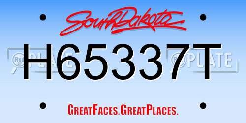 H65337T South Dakota License Plate