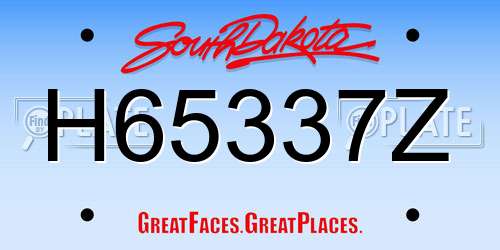 H65337Z South Dakota License Plate