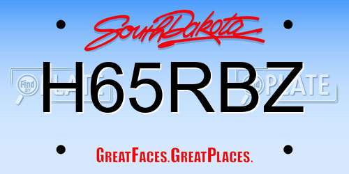 H65RBZ South Dakota License Plate