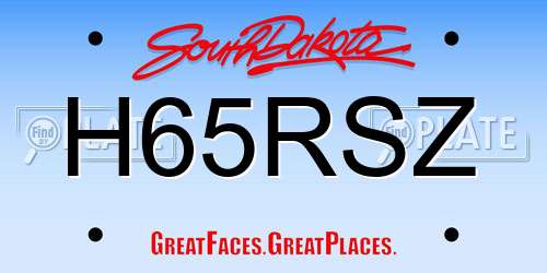 H65RSZ South Dakota License Plate
