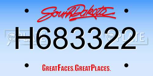 H683322 South Dakota License Plate