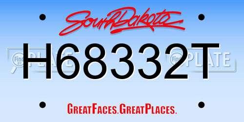H68332T South Dakota License Plate