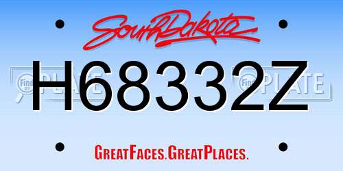 H68332Z South Dakota License Plate