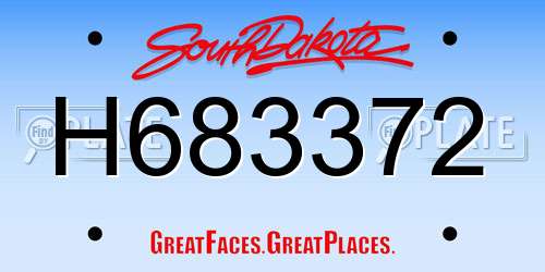 H683372 South Dakota License Plate