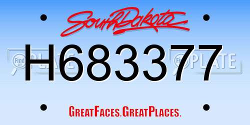 H683377 South Dakota License Plate