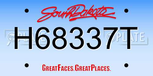 H68337T South Dakota License Plate