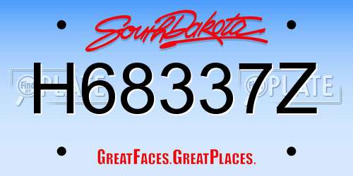 H68337Z South Dakota License Plate