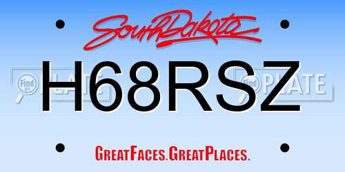 H68RSZ South Dakota License Plate