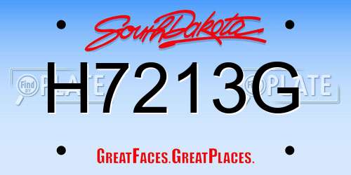 H7213G South Dakota License Plate