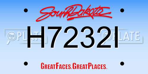 H7232I South Dakota License Plate