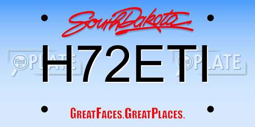 H72ETI South Dakota License Plate