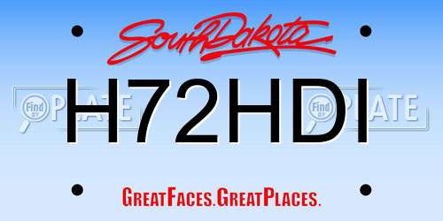H72HDI South Dakota License Plate