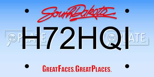 H72HQI South Dakota License Plate