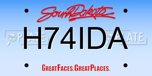 H74IDA South Dakota License Plate