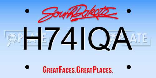 H74IQA South Dakota License Plate