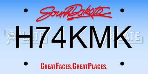 H74KMK South Dakota License Plate