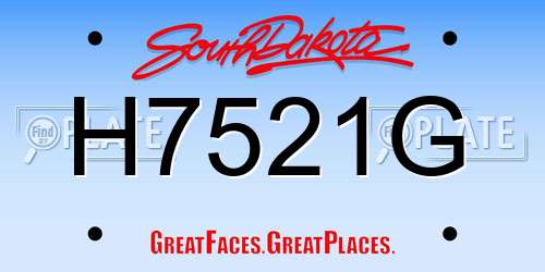 H7521G South Dakota License Plate