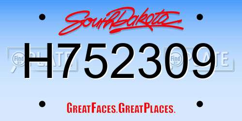 H752309 South Dakota License Plate