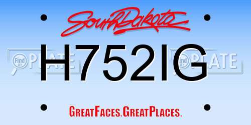 H752IG South Dakota License Plate
