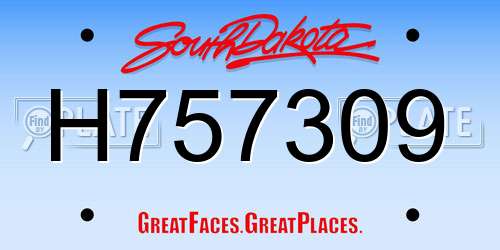 H757309 South Dakota License Plate