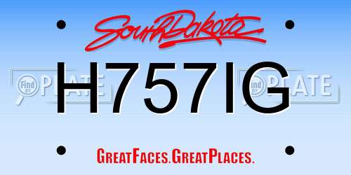 H757IG South Dakota License Plate